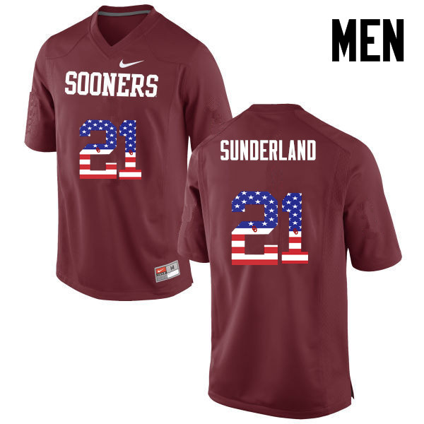 Oklahoma Sooners #21 Will Sunderland College Football USA Flag Fashion Jerseys-Crimson